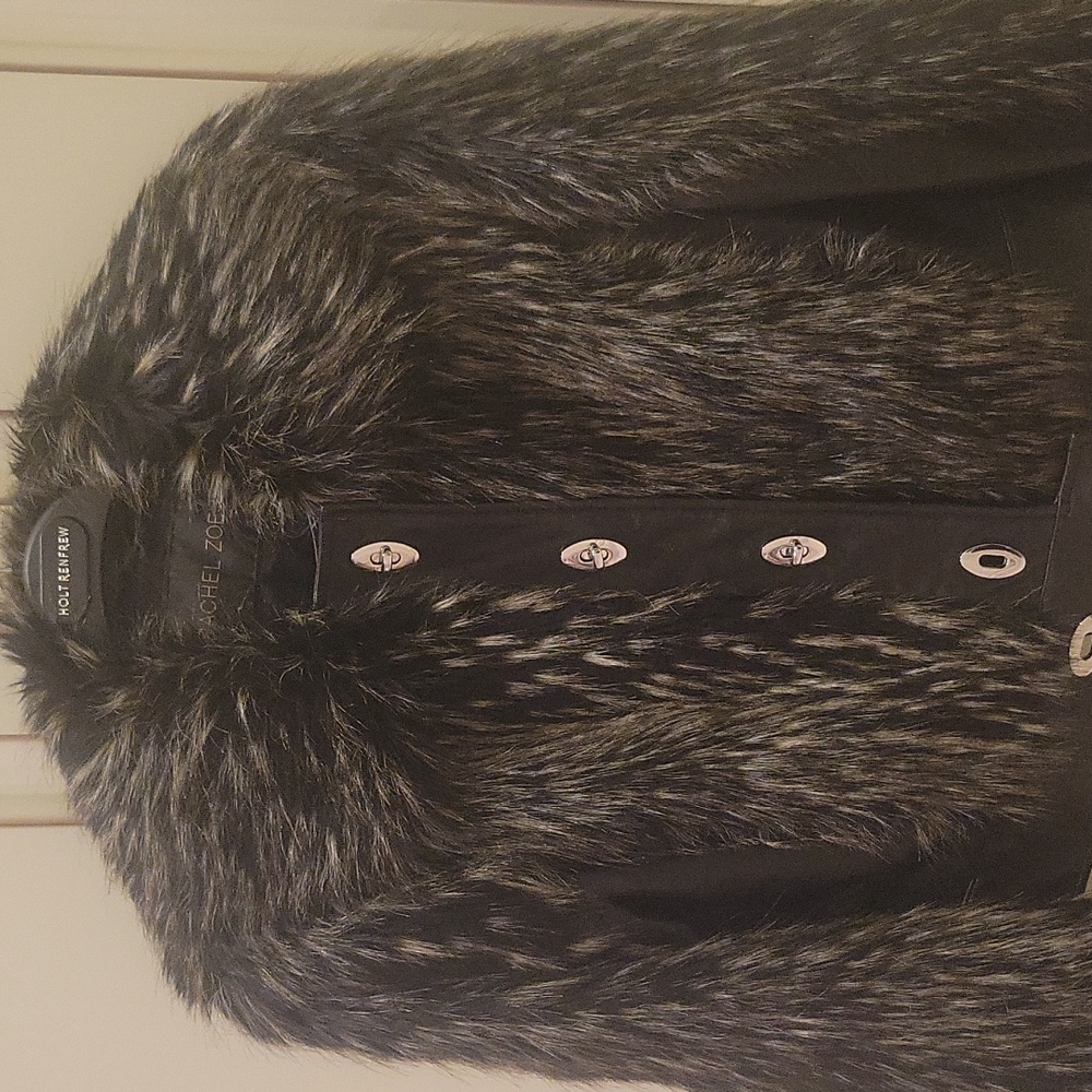 COPY - Rachel Zoe modacrylique and leather winter coat